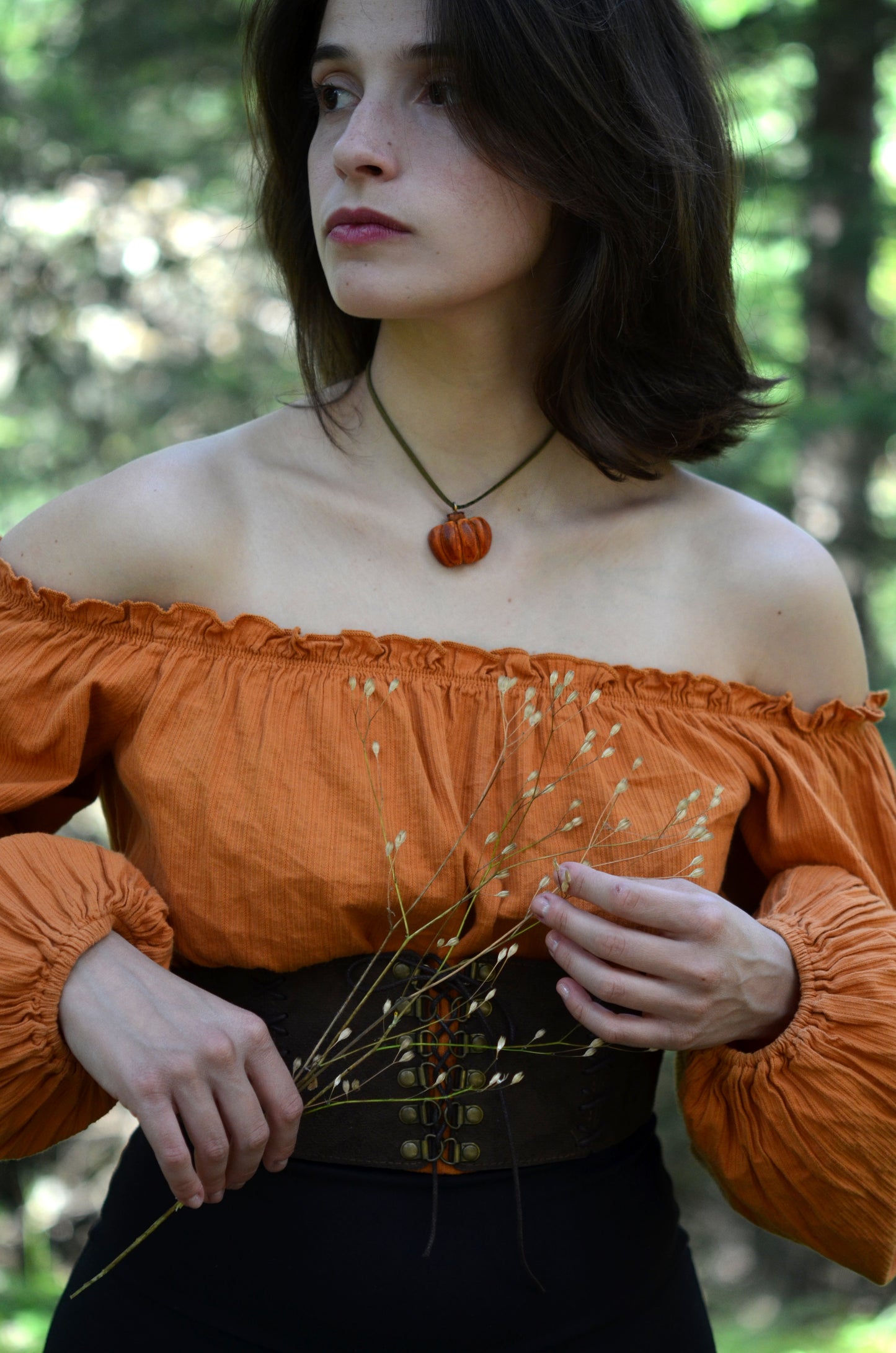 One-of-a-Kind Handcarved Pumpkin Pendant