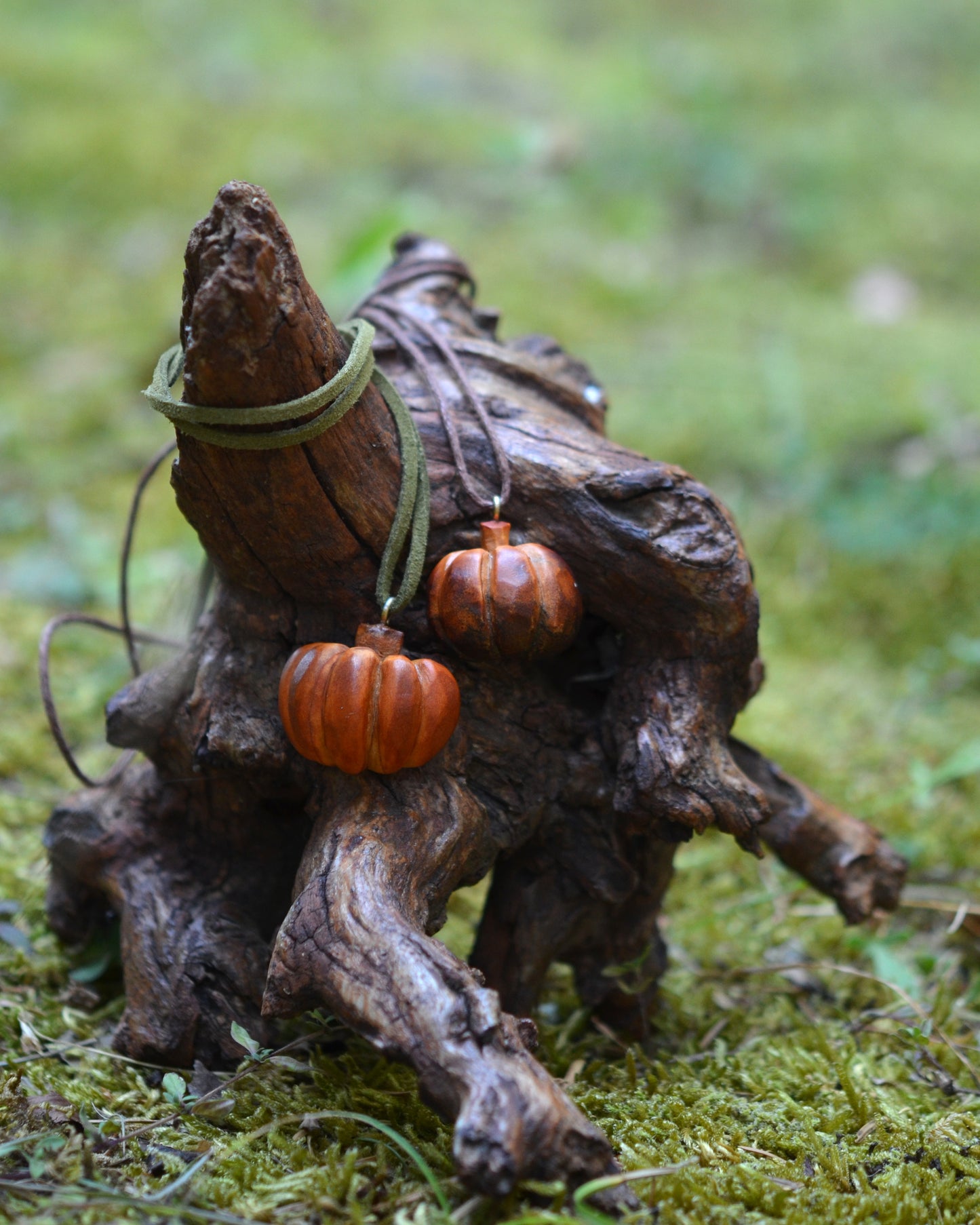 One-of-a-Kind Handcarved Pumpkin Pendant