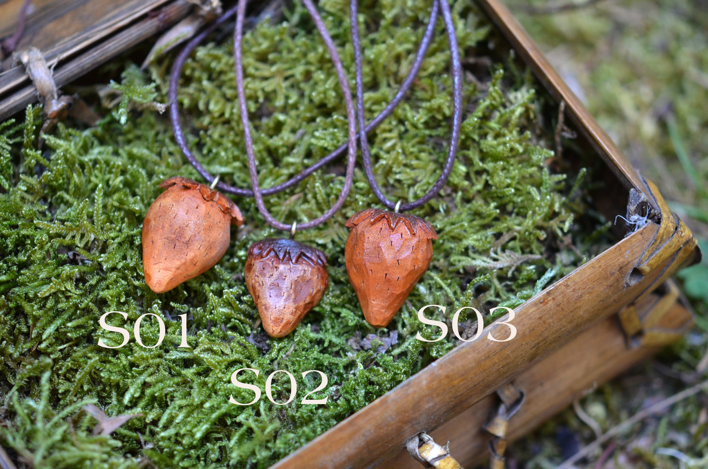 Handcarved Strawberry Pendant