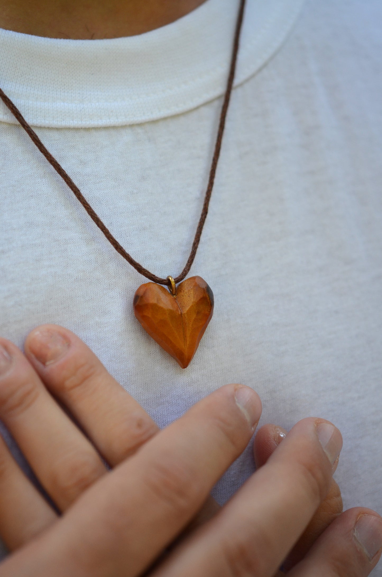 Handcarved Heart Pendants Set