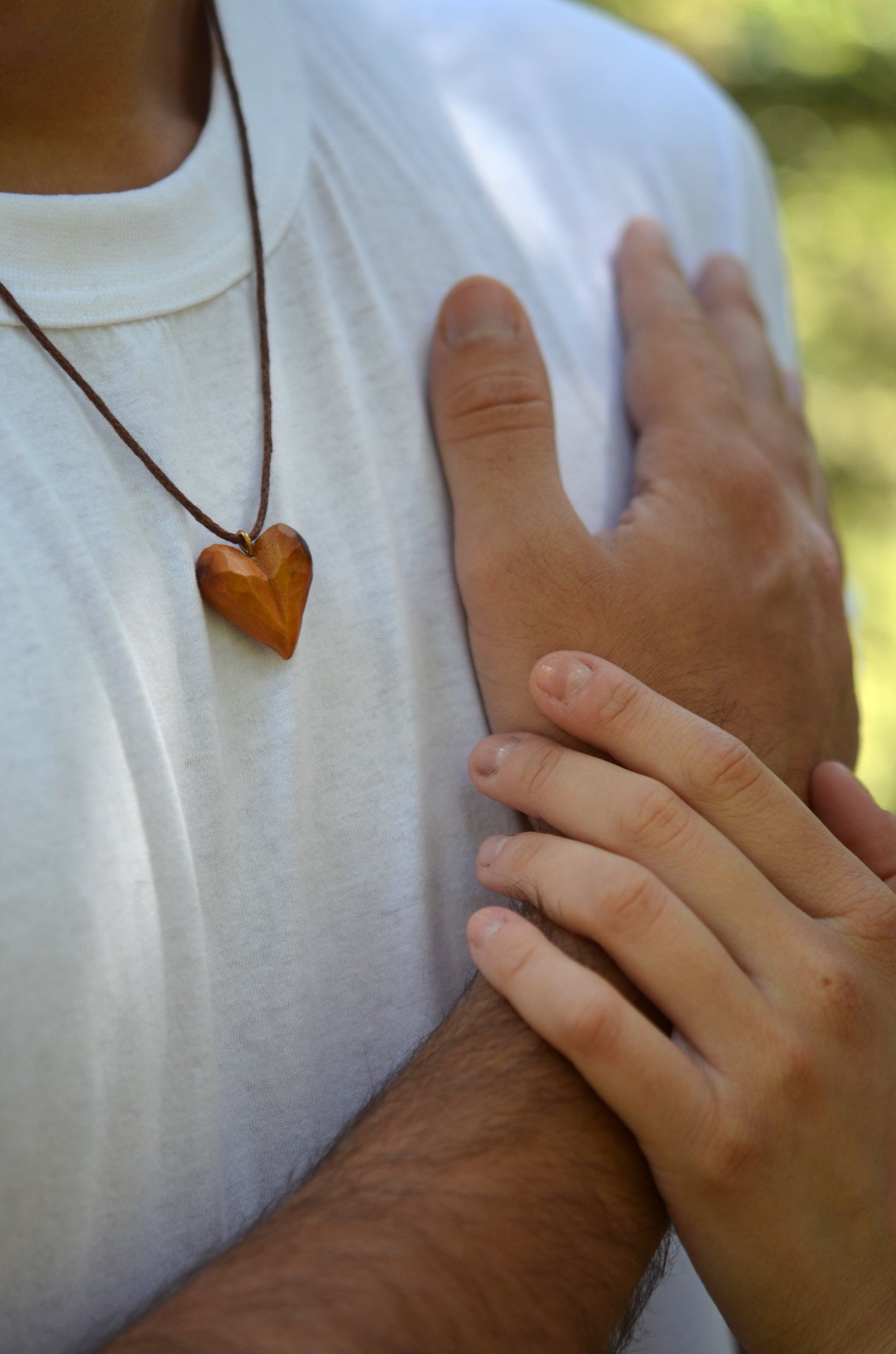 Handcarved Heart Pendants Set